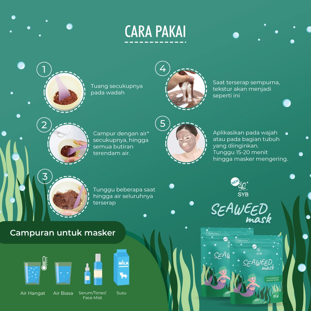 SYB Seaweed Mask Sachet Seaweed Mask Masker Wajah (VC)