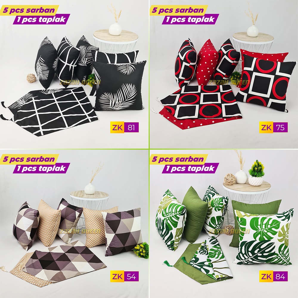 Paket Sarung Bantal Sofa dan Taplak Meja Tamu - Motif Lengkap