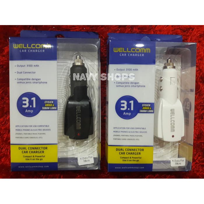 Charger Mobil / Car Charger 3.1 Ampere - wellcomm