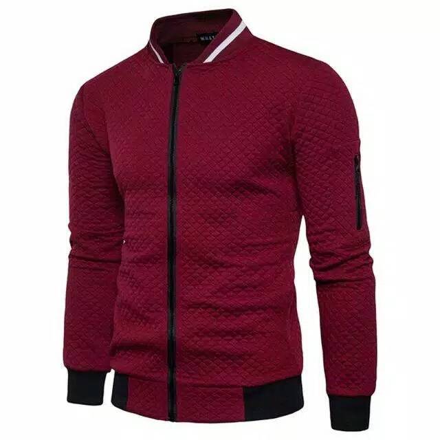 Jaket semi Korea fleece terbaru model kotak kotak merah terlaris trendy