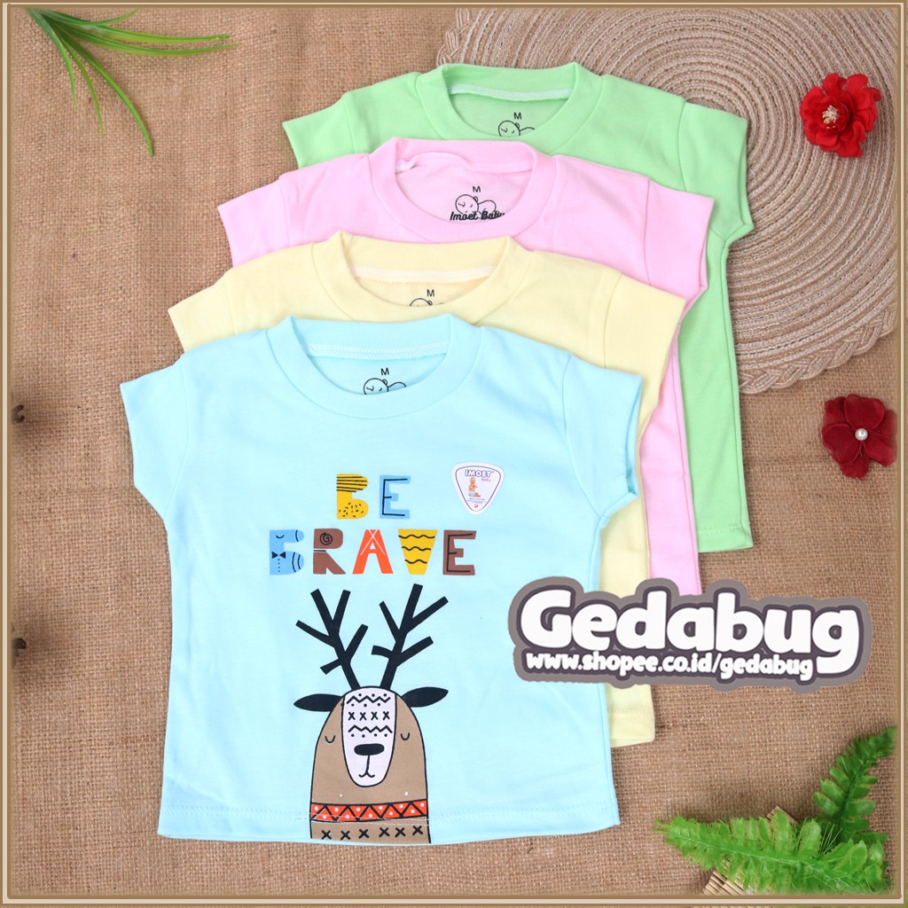 3pcs - KAOS IMOET Baby MOTIF Pendek / Oblong Anak Dasar Warna SNI