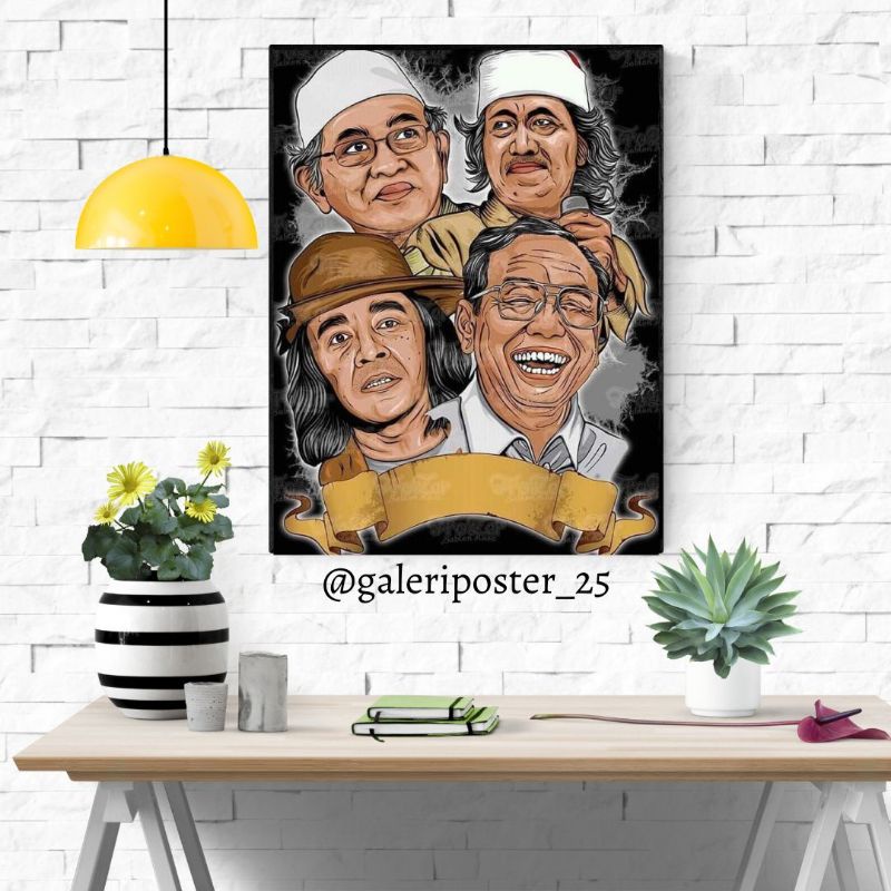 HIASAN DINDING JUMBO PUNOKAWAN REBORN  SUDJIWO TEDJO CAK NUN  POSTER  GUSDUR GUS MUS CAKNUN WALL DEC