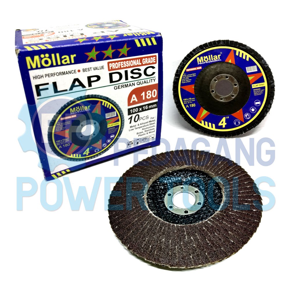 MOLLAR FLAP DISC NO 180 MATA GERINDA 4 INCH AMPLAS SUSUN TUMPUK BESI