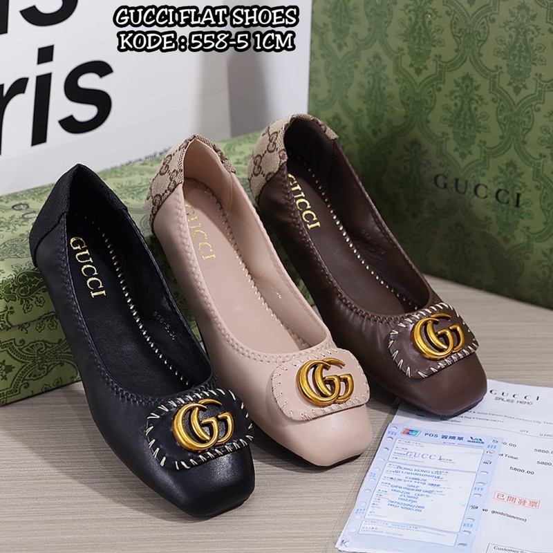 SEPATU SHOES WANITA FLAT SLIP ON GC GUCCI BALLET 555 MULES SLIP IMPORT PREMIUM ORIGINAL