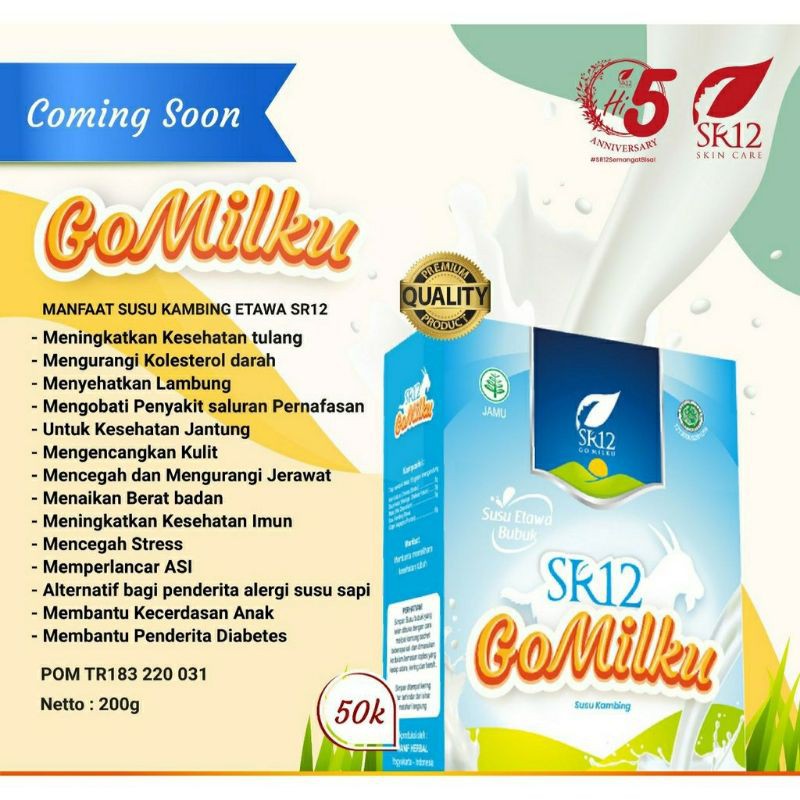 

Gomilku SR12 Susu Kambing Etawa Premium Susu Bubuk Plus Madu Daun Kelor Ikan Gabus BPOM 200 gram