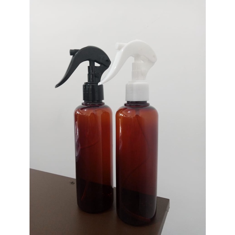 Botol Plastik PET 250ml BR Coklat Amber Tutup Spray Trigger Bebek Semprot