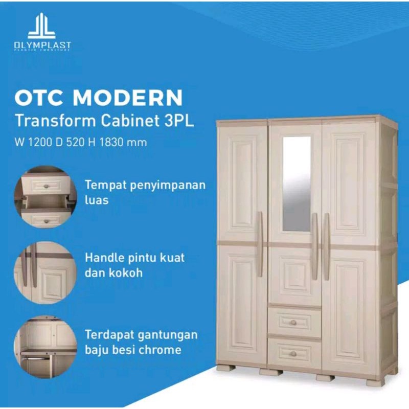Olymplast OTC modern lemari 3 pintu lemari pakaian
