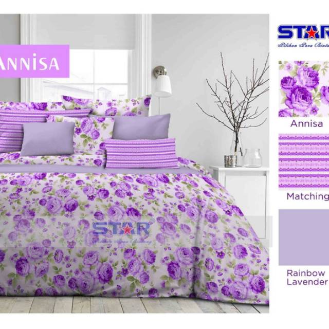 sprei katun star anisa ungu 180x200x20