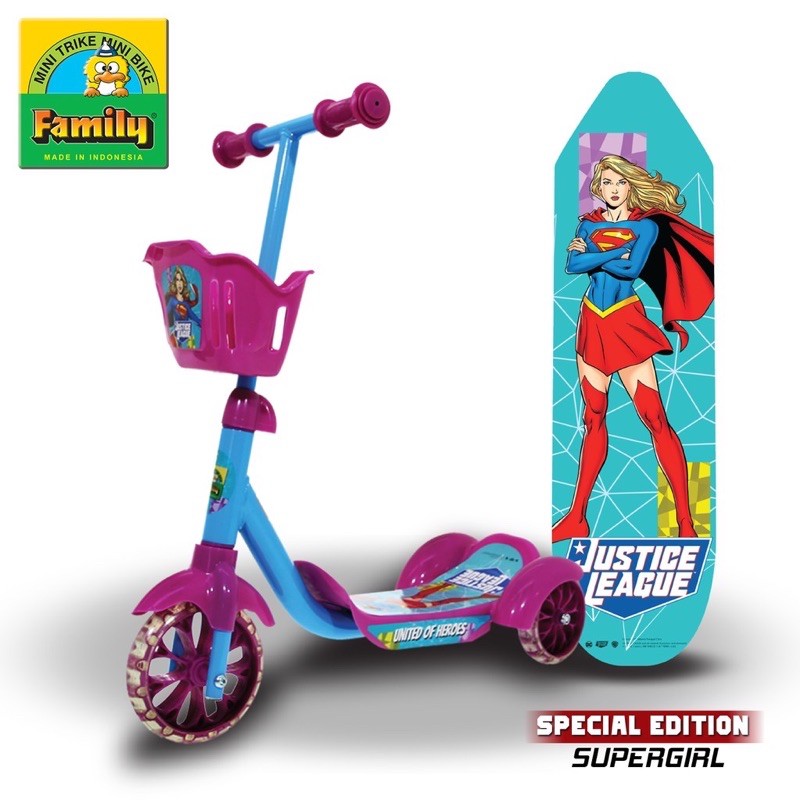 Scooter Anak / Skuter Anak Roda 3 Merek Family Bike 7801 Justice League