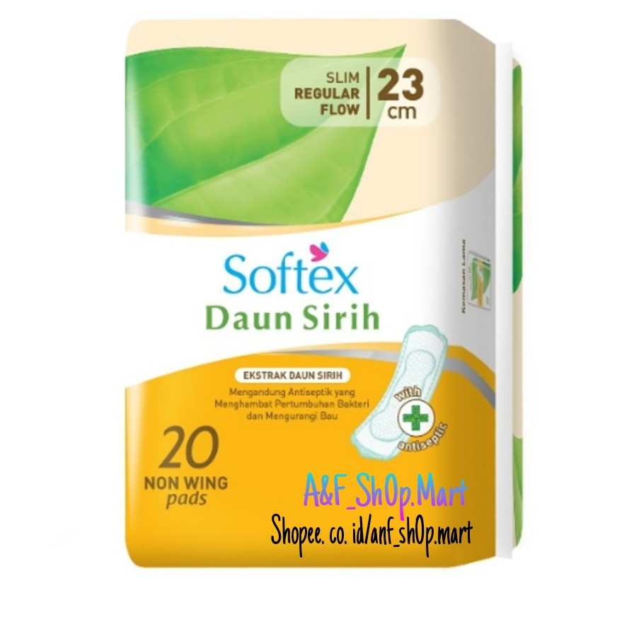 Softex Daun Sirih Slim Regular Flow Non Wing 23cm 20pads