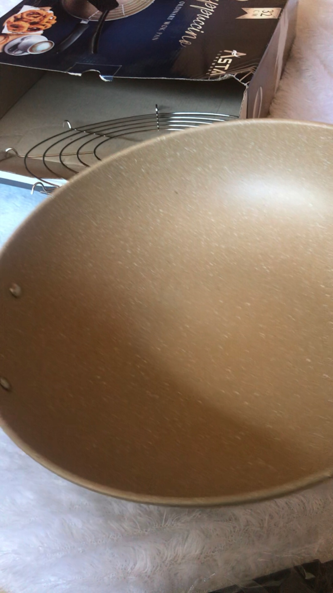 Asta Panci Wajan Goreng Anti Lengket Marble Diameter 32 Cm Tutup Kaca Asta Cappucino Asps-08 Asps 08