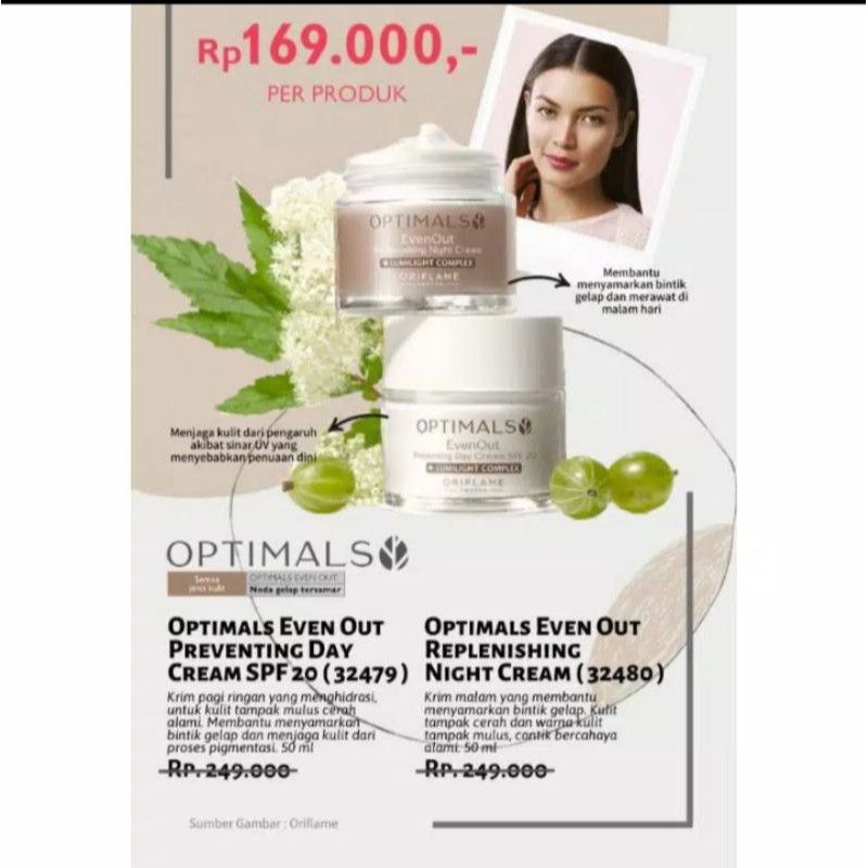 99 ORIFLAME "Optimals EvenOut Day, Night Cream"