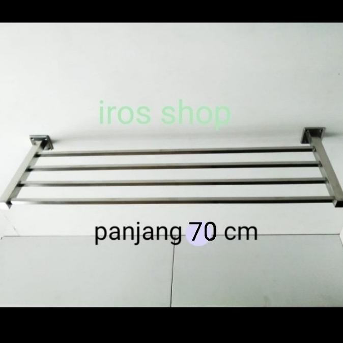 Rak handuk kamar mandi 4 pipa kotak stenlis 70 cm ---NEW---