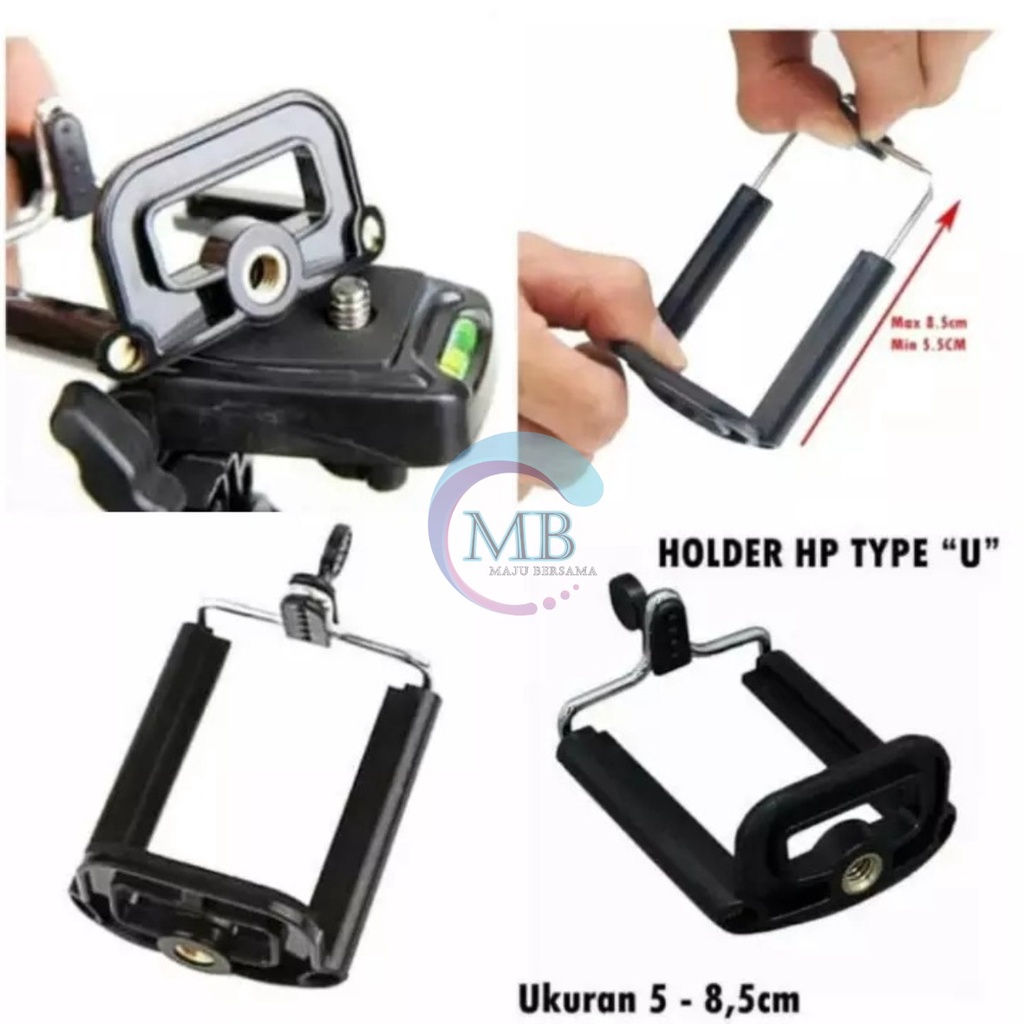 RT39 DUDUKAN HOLDER TARIK U TRIPOD MEDIUM JEPIT CLAMP BRACKET HANDPHONE HP UNIVERSAL MB2593