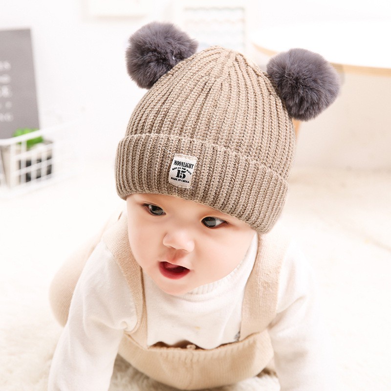 HIPPO LAND Topi Rajut Pompom Bulu Anak / Topi Kupluk Wool Rajut Hangat Bayi / Topi Anak Unisex 251