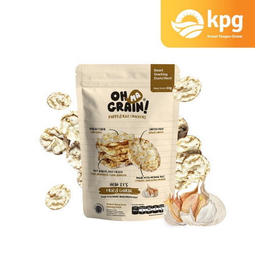 Oh Ma Grain! - Popped Rice Crackers Garlic - Snack Diet - 50 gr