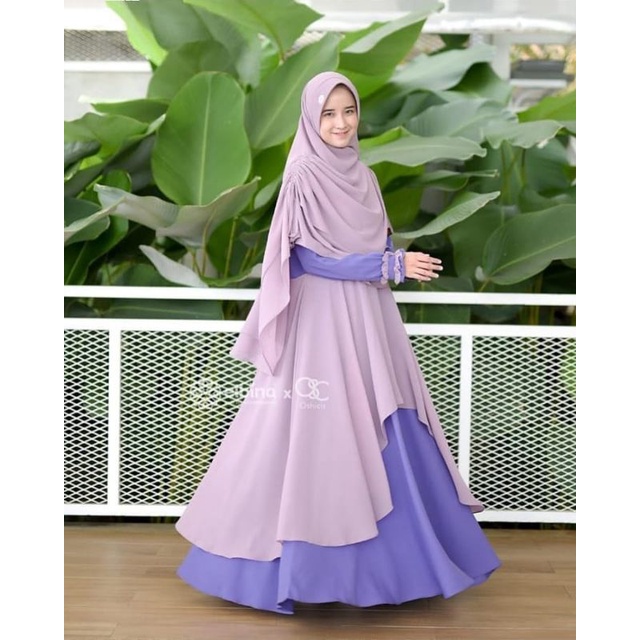 Baju gamis wanita terbaru model pesta kekinian ceruty polos Kaffa Size M L XL XXL busui syar'i