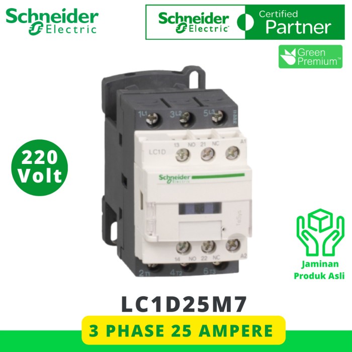 Kontaktor 3P 40A 3 Phase 40 Ampere Lc1D25M7 Ori Contactor Schneider