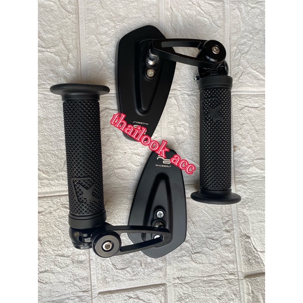 Paket Spion jalu oval + handgrib alpinstar clasic retro custom kaca cembung universal semua motor