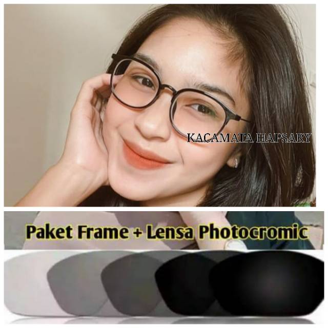 Frame Kacamata Wanita Anti Radiasi PHOTOCROMIC Minus Plus Anti UV Terbaru, Kacamata Fashion