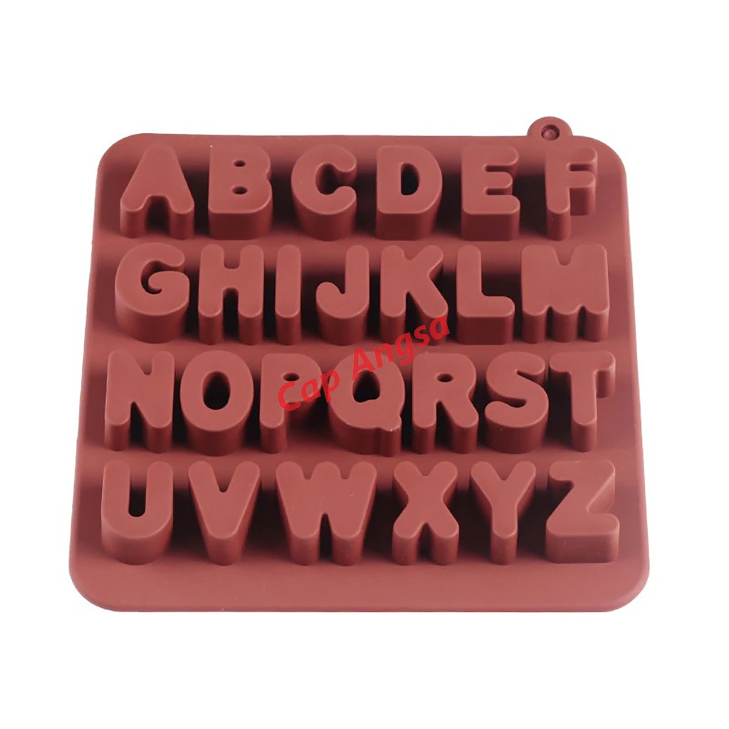 CETAKAN HURUF FONDANT KUE CETAKAN KUE SILIKON SILICONE PLASTIK MOULD 26 ALPHABET HURUF 16 X 16 MOLD