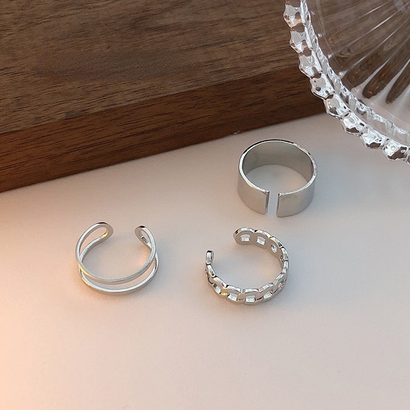 3pcs Hip Hop Set Ring Unisex Korean Personalized opening adjustable ring