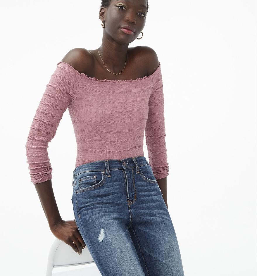 JTB.08Ap22ғ– Aeropostale Long Sleeve Smocked Top