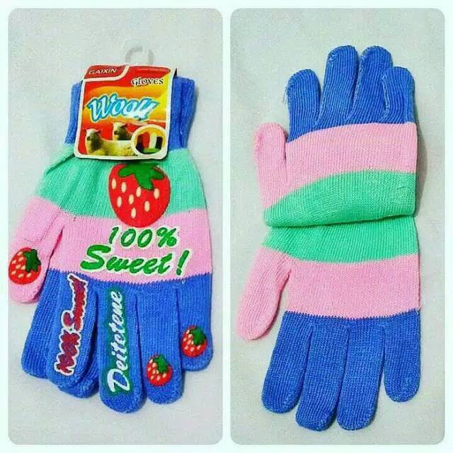 Sarung tangan motor wanita bahan woll motif hand glove skating anti dingin