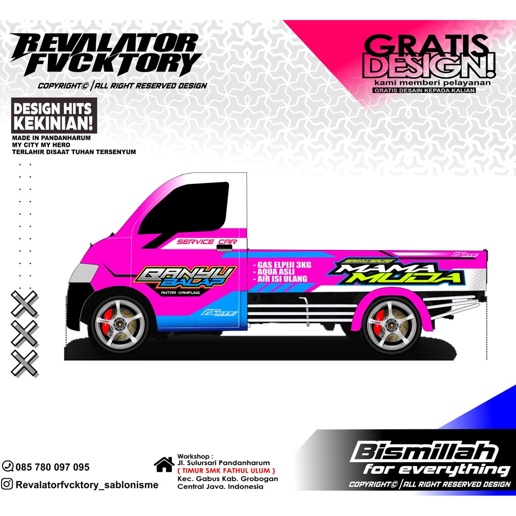 Jual BRANDING STICKER GRANDMAX PINK DESIGN RACING SIMPLE CONCEPT Indonesia Shopee Indonesia