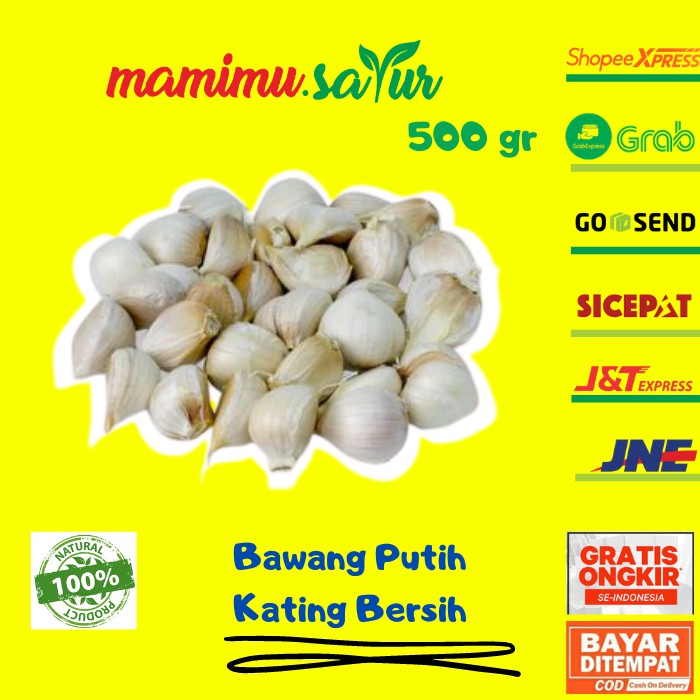 

BAWANG PUTIH KATING BAWANG KATING PUTIH KATING BAWANG KATING SUPER SAYUR SAYURAN SEGAR 500 GR