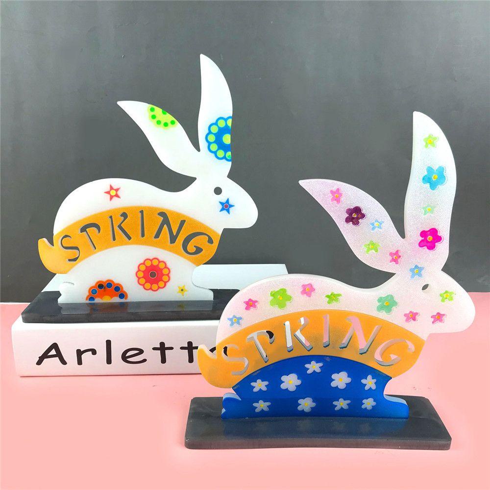 R-flower Easter Bunny Ornaments Mold Anak Hadiah Festival Perlengkapan Resin Stand Liontin Cetakan Silikon