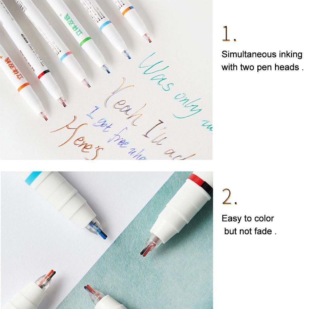 Preva 6pcs/Set Pen Neon Set Double Color Drawing Tools Alat Tulis Penanda Warna