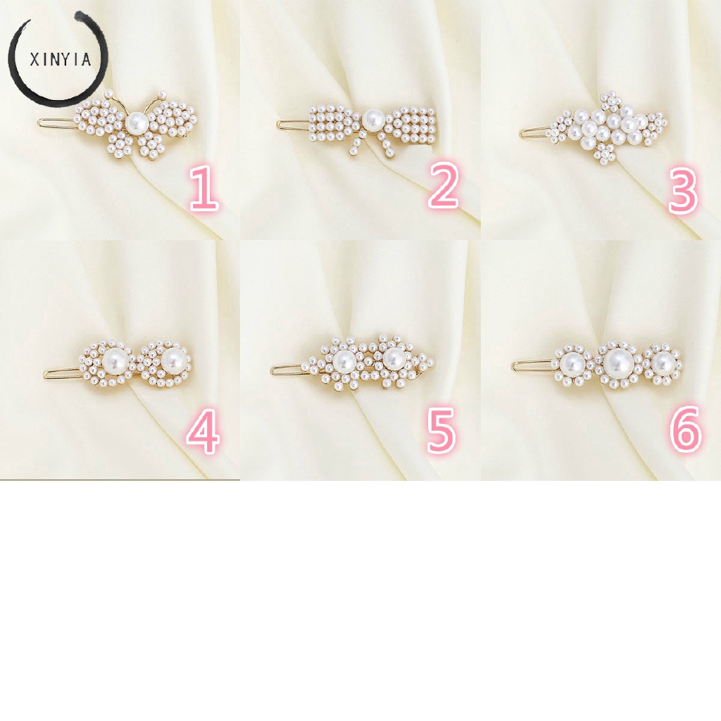 Jepit Rambut Hairclip Model Barrette Dengan Mutiara Gaya Korea Untuk Wanita Hairpin