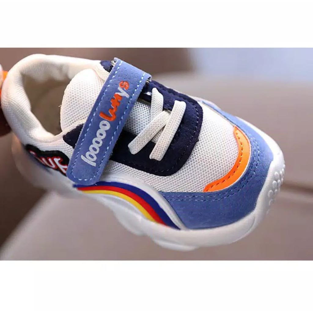 Sepatu anak Suf Rainbow Non LED Import Kids Shoes Sneakers Korea Style