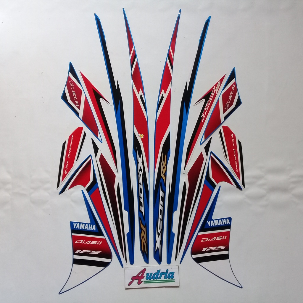 Stiker striping motor yamaha xeon rc 125 2013 biru