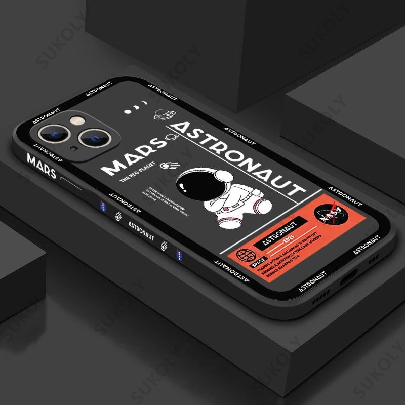 Casing Silikon iPhone 13 Pro MAX 12 Pro MAX 11 Pro MAX X XS MAX XR 7 Plus 8 Plus 6 6s Plus Motif Astronot