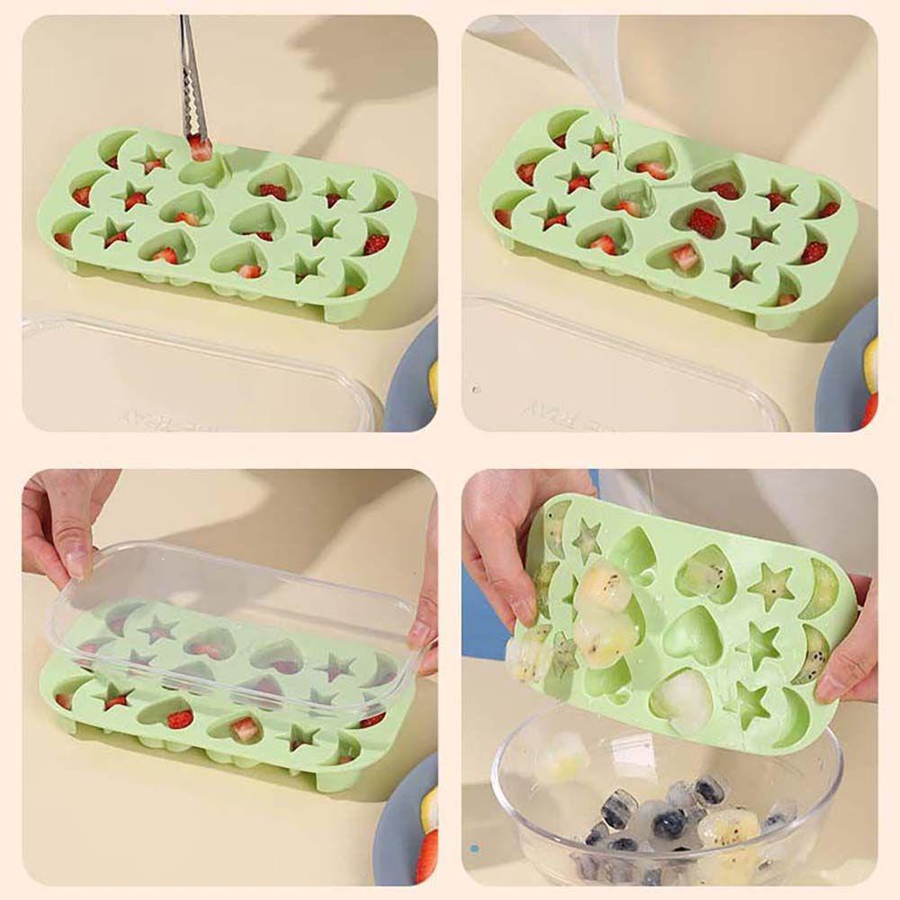 [Elegan] Ice Cube Tray Silicone Non-Stick Rumah Bar Pesta Dessert Cetakan Kulkas Es Krim Cetakan Ice Cube Maker Mold