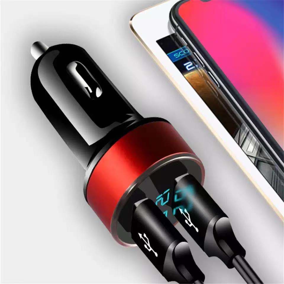 4.8a Charger Mobil 5v 2port Adoptor Pengisian Cepat Untuk i-Phone Tipe c Android Charger Universal Led Display Dual Usb Car-Charger Adapter