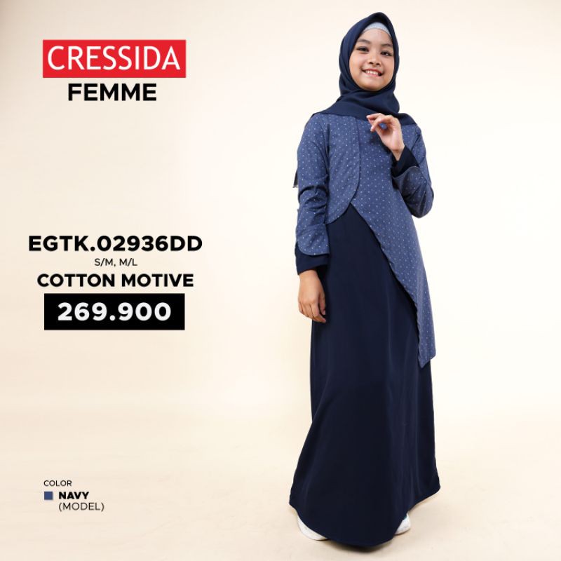 Baju muslim anak gamis cressida EGTK.02936DD