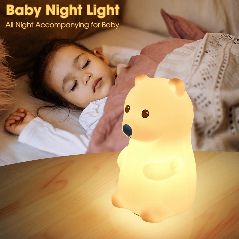 Lampu Malam Sensor Sentuh Kucing USB Rechargeable Silicone Night Light Lampu Samping Tempat Tidur Kamar Tidur Untuk Anak Bayi