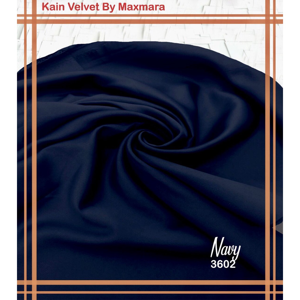 Bahan Multi Kain Satin saten Velvet maxmara Polos bridesmaid Meteran Super A Grade-3602 Navy
