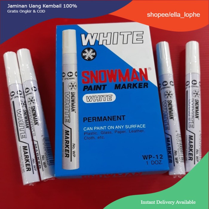 

Spidol putih permanen paint marker white Snowman Asli