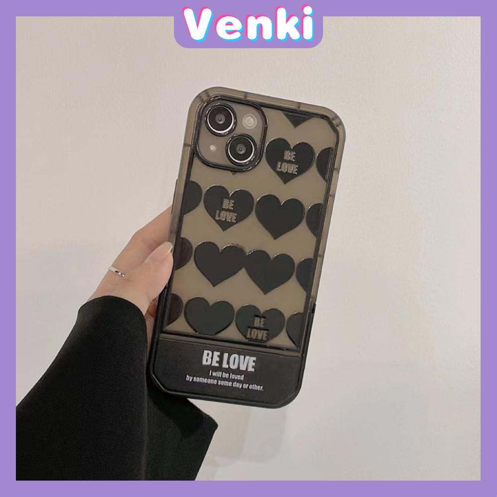 iPhone Case Silicone Soft Case Clear Case Folding Stand Shockproof Protection Camera Black Heart Simple Compatible For iPhone 11 iPhone 13 Pro Max iPhone 12 Pro Max iPhone 7Plus xr