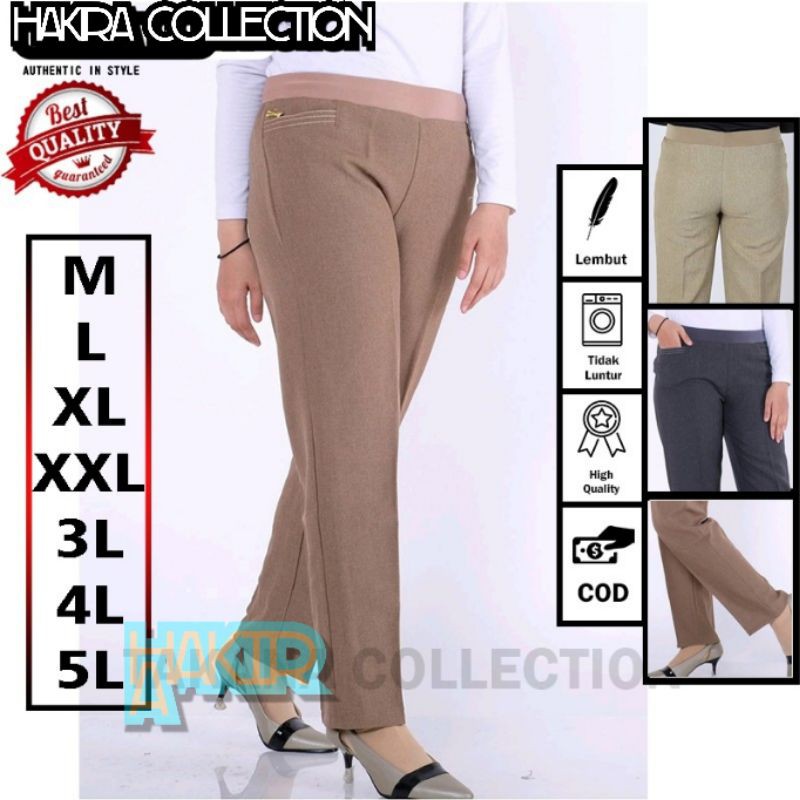 Celana office/celana kerja wanita/celana kerja perempuan full karet.(M,L,XL,XXL,L3,L4,L5).