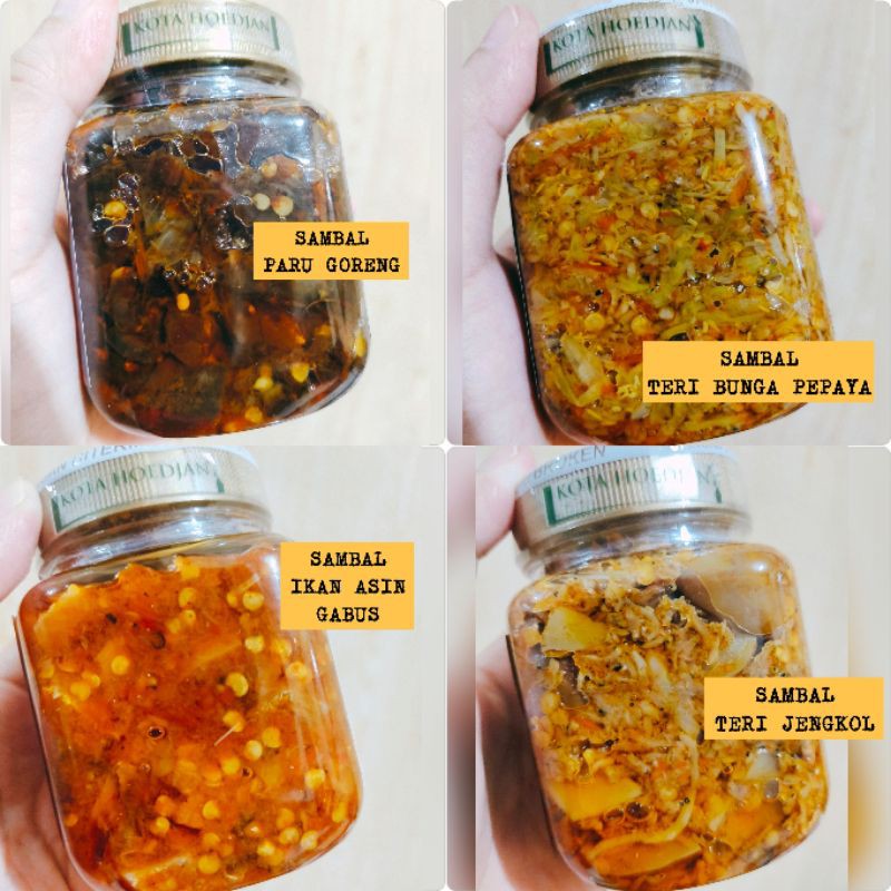 [READY SIAP KIRIM] SAMBAL KOTA HOEDJAN : SAMBAL TERI, GABUS, PARU, JENGKOL, PETE, MELINJO, BAWANG, CUMI