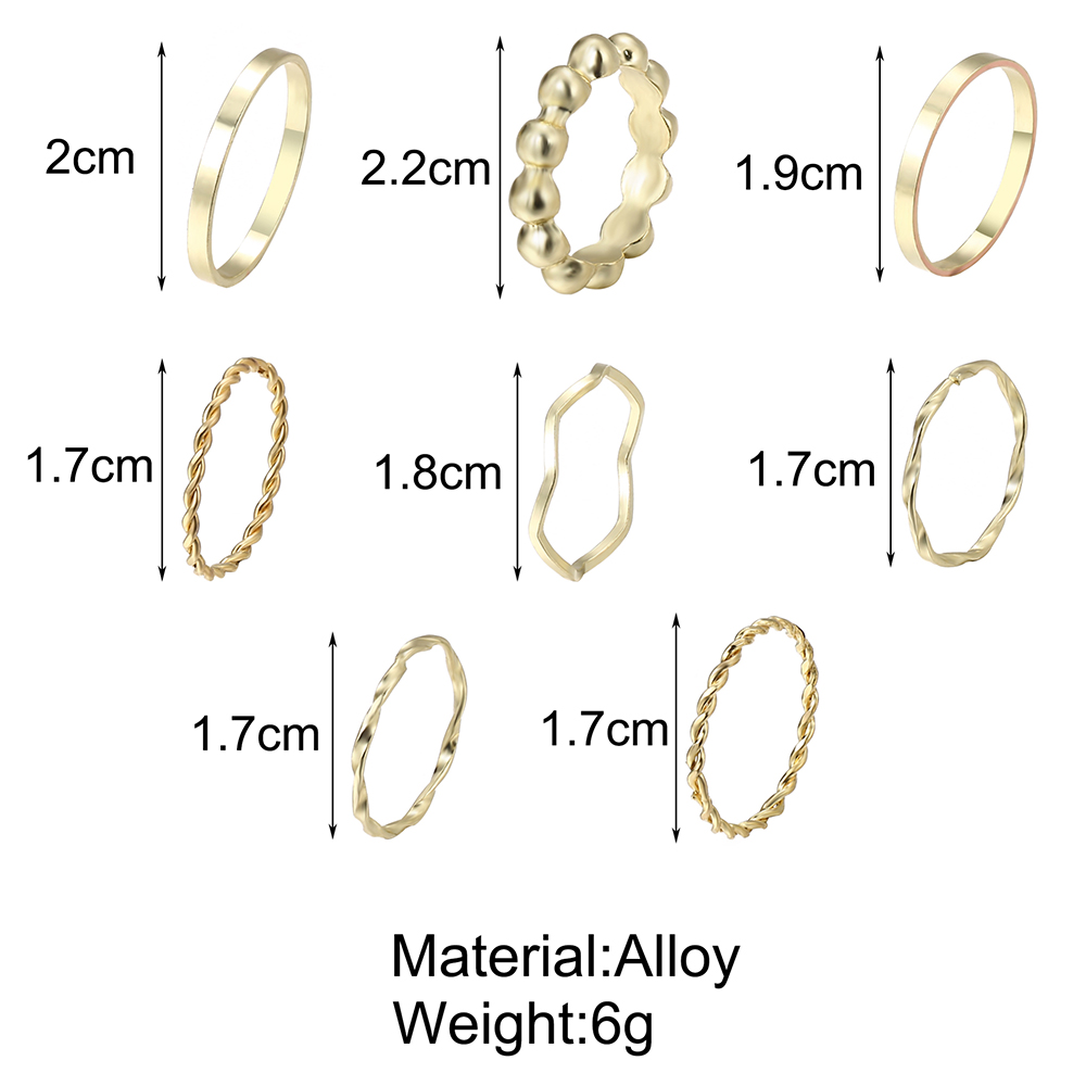 YEEZII Simple Gold Wave Ring Set Exquisite Geometric Circle Twisted Knotted Twist Line Rings Women Jewelry Accessories