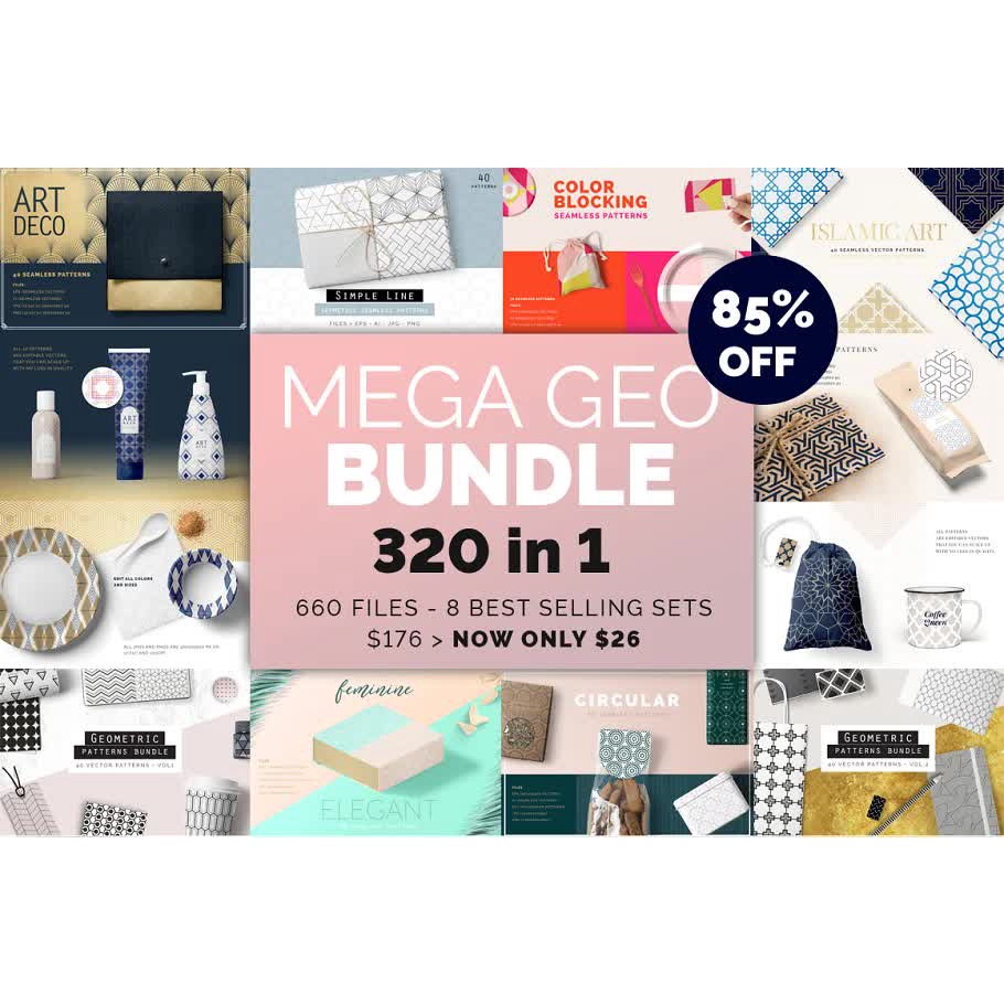 Mega Geometric Patterns Bundle - Vector Designs