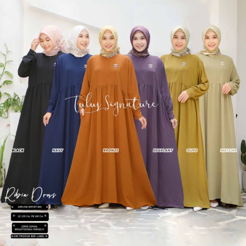 RIBIA DRESS BY TULUS SIGNATURE / GAMIS POLOS WANITA MUSLIMAH / Dress Ld120 jumbo