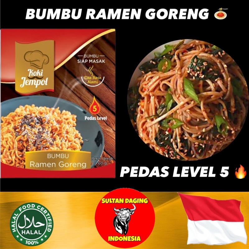 

BUMBU RAMEN GORENG 60 GRAM PEDAS LEVEL 5 KOKI JEMPOL/ BUMBU RAMEN HALAL/ BUMBU RAMEN INSTAN/ BUMBU RAMEN INSTANT/ BUMBU RAMEN KOREA/BUMBU RAMEN JEPANG