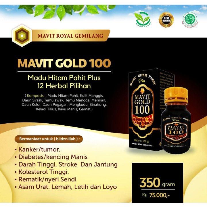 Mavit Gold 100 Madu Hitam Pait 350gr
